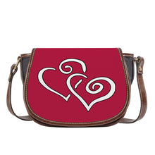 Load image into Gallery viewer, Ti Amo I love you - Exclusive Brand - Cardinal - Double White Heart - Saddle Bag
