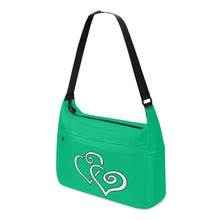 Load image into Gallery viewer, Ti Amo I love you - Exclusive Brand - Algae Green - Double White Heart - Journey Computer Shoulder Bag
