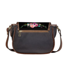 Load image into Gallery viewer, Ti Amo I love you - Exclusive Brand - Black  - Pink Floral - Saddle Bag
