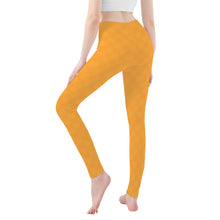 Load image into Gallery viewer, Ti Amo I love you - Exclusive Brand  - Yellow Orange Checkerboard - White Daisy -  Yoga Leggings
