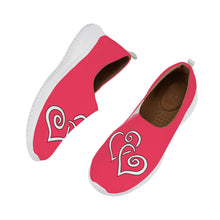 Load image into Gallery viewer, Ti Amo I love you - Exclusive Brand  - Radical Red - Double White Heart - Women&#39;s Casual Slip On Shoe
