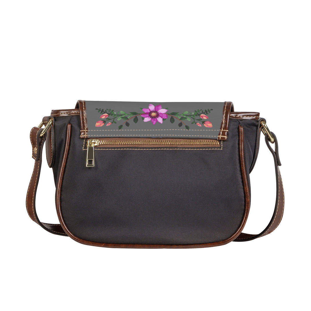 Ti Amo I love you - Exclusive Brand - Dove Gray - Floral Bouquet - Saddle Bag