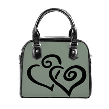 Load image into Gallery viewer, Ti Amo I love you - Exclusive Brand - Metallic Green - Double Black Heart -  Shoulder Handbag
