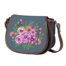 Load image into Gallery viewer, Ti Amo I love you - Exclusive Brand - Dark Electric Blue - Floral Bouquet - Saddle Bag
