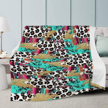 Load image into Gallery viewer, Ti Amo I love you - Exclusive Brand - White with Kabul Leopard Spots &amp; Puerto Rico &amp; Medium Red Violet Accents - Micro Fleece Blankets
