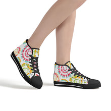 Load image into Gallery viewer, Ti Amo I love you - Exclusive Brand - Goldenrod, Bermuda, Celery, California &amp; Radical Red Tie- Dye - High-Top Canvas Shoes- Black
