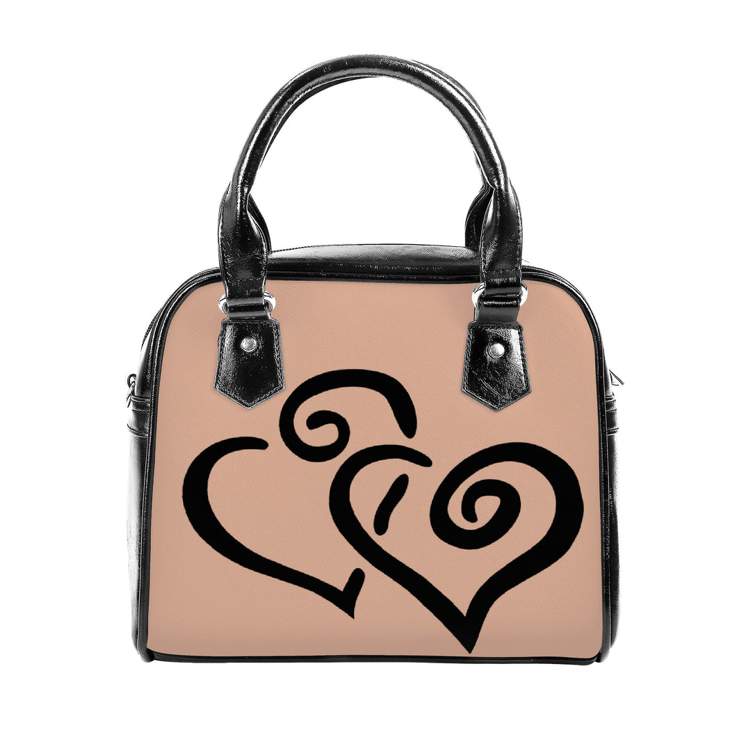 Ti Amo I love you - Exclusive Brand - Dusty Rose - Double Black Heart -  Shoulder Handbag