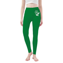 Load image into Gallery viewer, Ti Amo I love you - Exclusive Brand   - Fun Green - White Daisy -  Yoga Leggings
