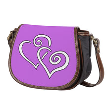 Load image into Gallery viewer, Ti Amo I love you - Exclusive Brand - Lavender - Double White Heart - Saddle Bag
