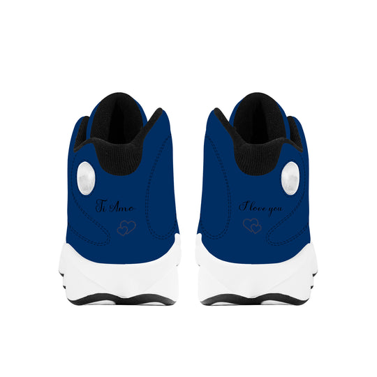 Ti Amo I love you  - Exclusive Brand  - Astris Navy- Mens / Womens - Unisex Basketball Shoes - Black Laces