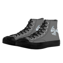 Load image into Gallery viewer, Ti Amo I love you - Exclusive Brand - Dove Gray - Angry Fish - High Top Canvas Shoes - Black  Soles
