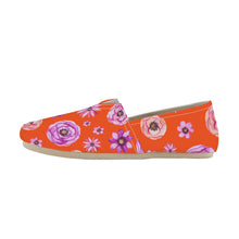 Load image into Gallery viewer, Ti Amo I love you  - Exclusive Brand  - Orange with Flowers - Casual Flat Driving Shoe
