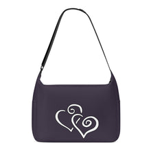 Load image into Gallery viewer, Ti Amo I love you - Exclusive Brand - Blackcurrant- Double White Heart - Journey Computer Shoulder Bag
