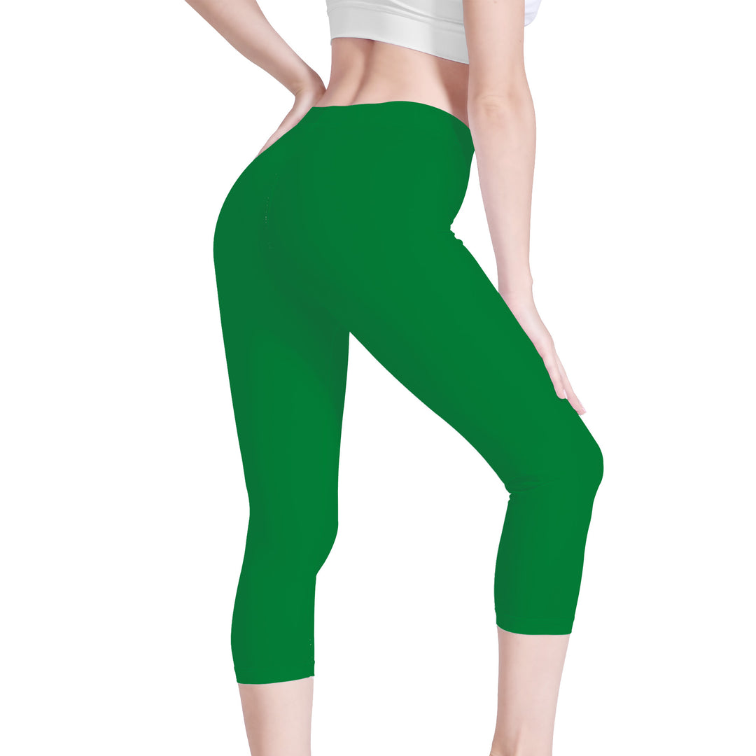 Ti Amo I love you - Exclusive Brand  - Fun Green - Angry Fish - Womens / Teen Girls / Womens Plus Size -  Capri Yoga Leggings - Sizes XS-3XL