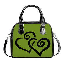 Load image into Gallery viewer, Ti Amo I love you - Exclusive Brand  - Olive Drab - Double Black Heart -  Shoulder Handbag
