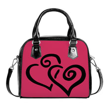 Load image into Gallery viewer, Ti Amo I love you - Exclusive Brand - Raspberry - Double Black Heart -  Shoulder Handbag
