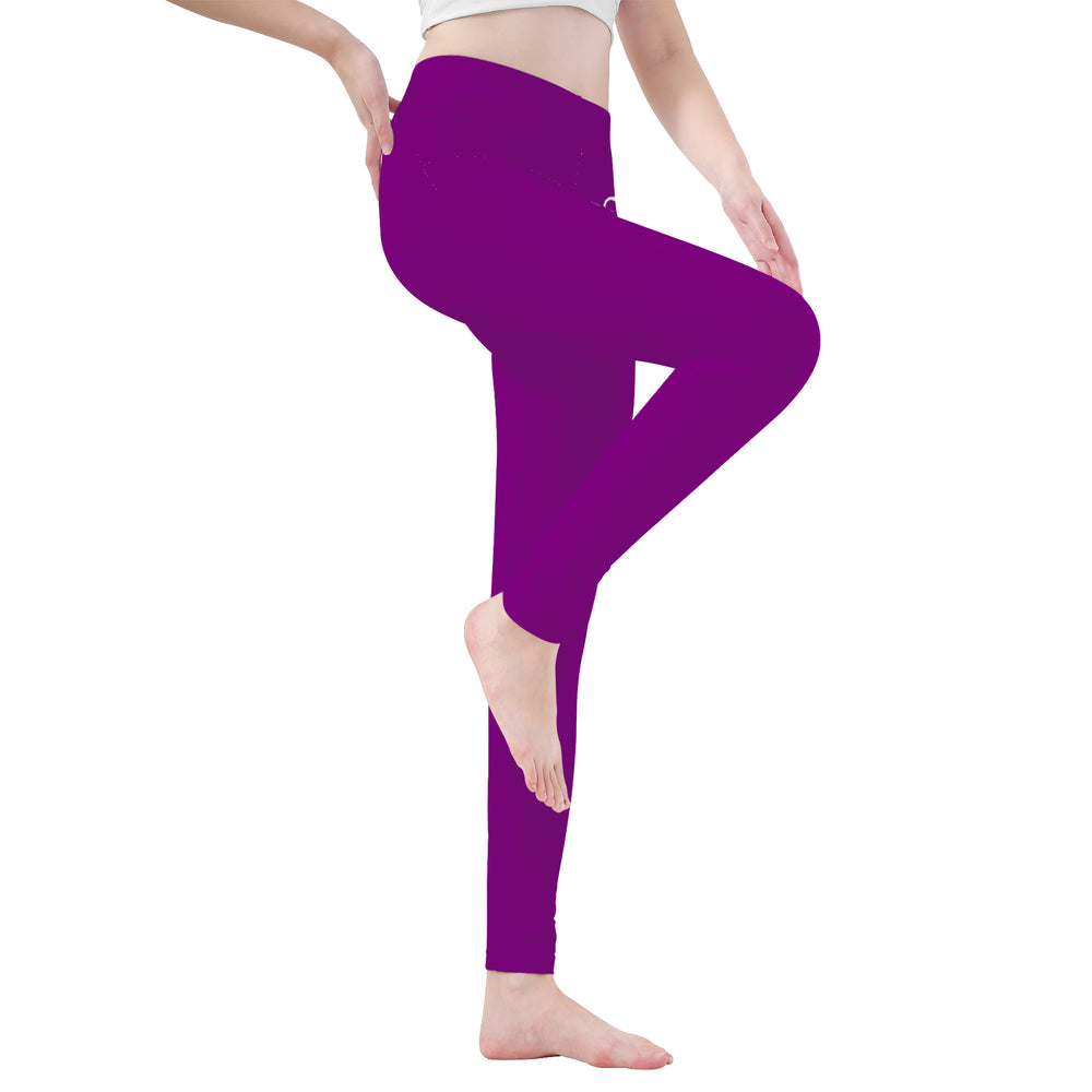 Ti Amo I love you - Exclusive Brand  - Patriarch Purple  - White Daisy -  Yoga Leggings
