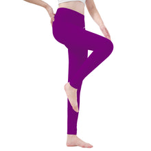 Load image into Gallery viewer, Ti Amo I love you - Exclusive Brand  - Patriarch Purple  - White Daisy -  Yoga Leggings
