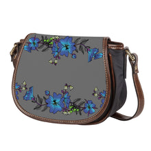 Load image into Gallery viewer, Ti Amo I love you - Exclusive Brand - Dove Gray - Blue Floral 2 - Saddle Bag
