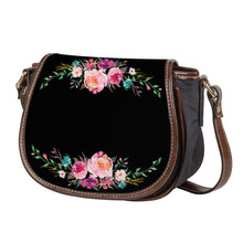 Load image into Gallery viewer, Ti Amo I love you - Exclusive Brand - Black  - Pink Floral - Saddle Bag
