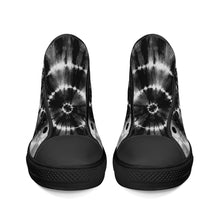 Load image into Gallery viewer, Ti Amo I love you - Exclusive Brand - Black &amp; White Tie-Dye - High-Top Canvas Shoes - Black Soles
