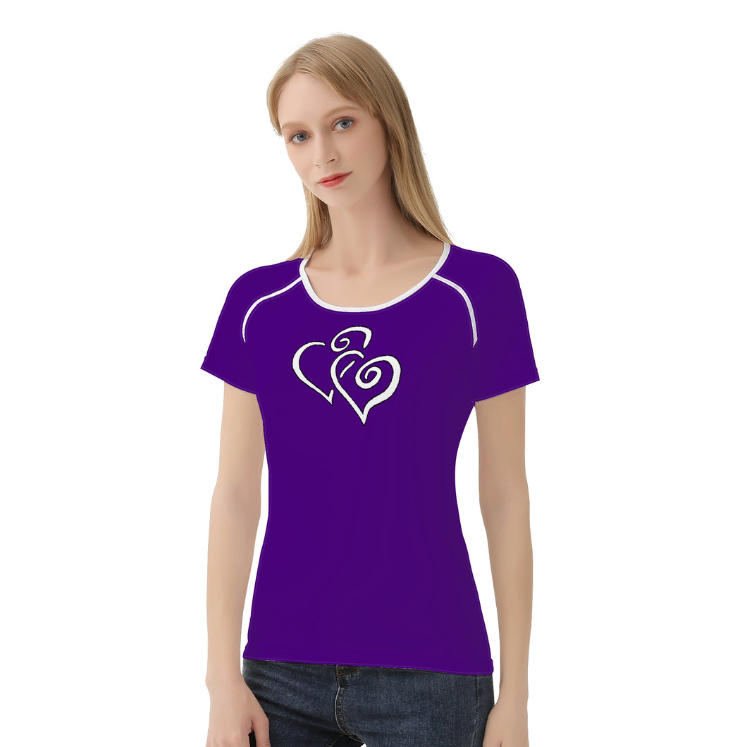 TI Amo I love you - Exclusive Brand - Pigment Indigo - Double White Heart - Women's T shirt