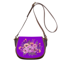 Load image into Gallery viewer, Ti Amo I love you - Exclusive Brand - Dark Violet - Floral Bouquet - Saddle Bag
