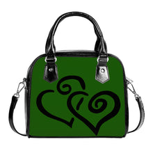 Load image into Gallery viewer, Ti Amo I love you - Exclusive Brand - Lincoln Green - Double Black Heart -  Shoulder Handbag
