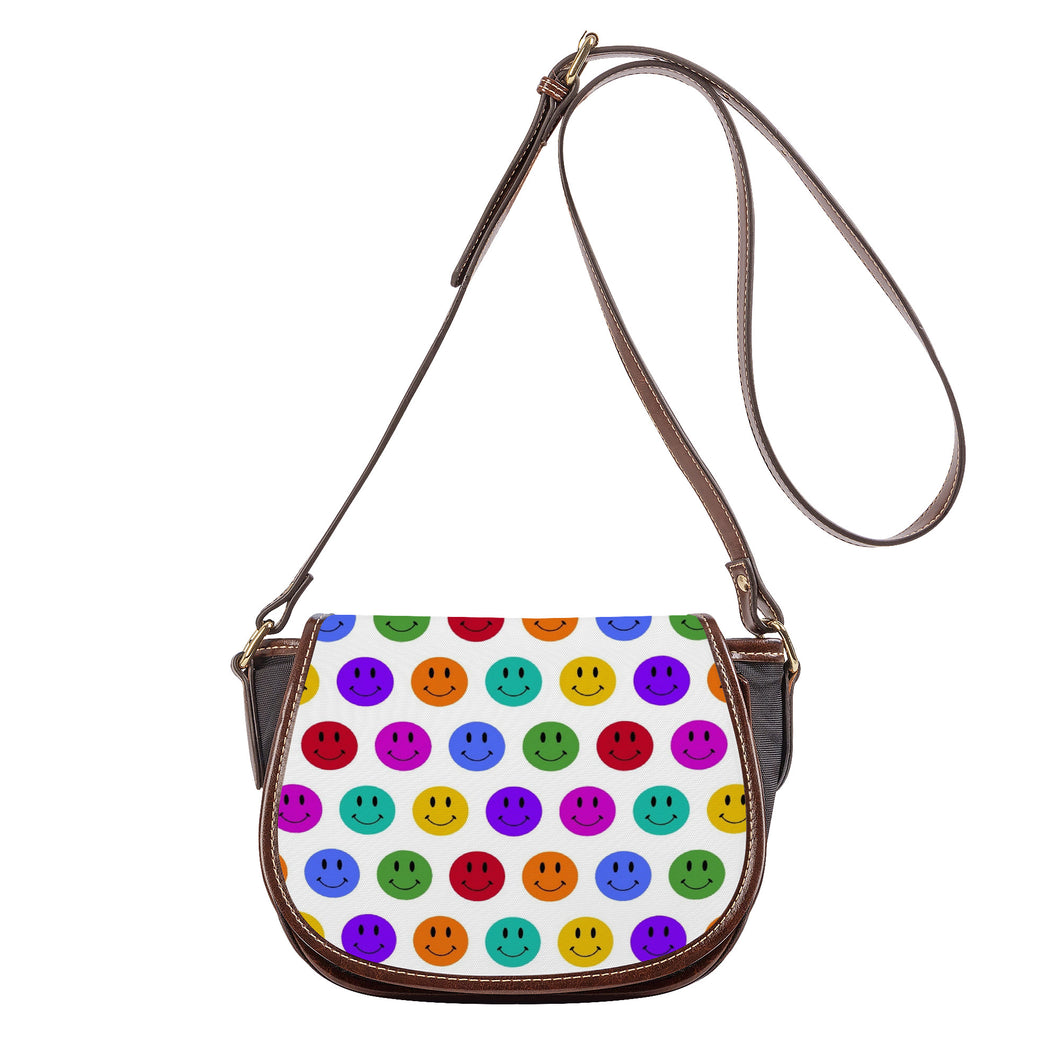 Ti Amo I love you - Rainbow Smiley Faces -  Saddle Bag