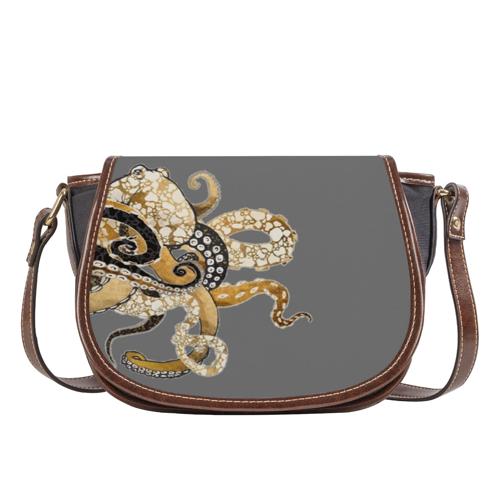 Ti Amo I love you - Exclusive Brand  - Dove Gray - Octopus - Saddle Bag