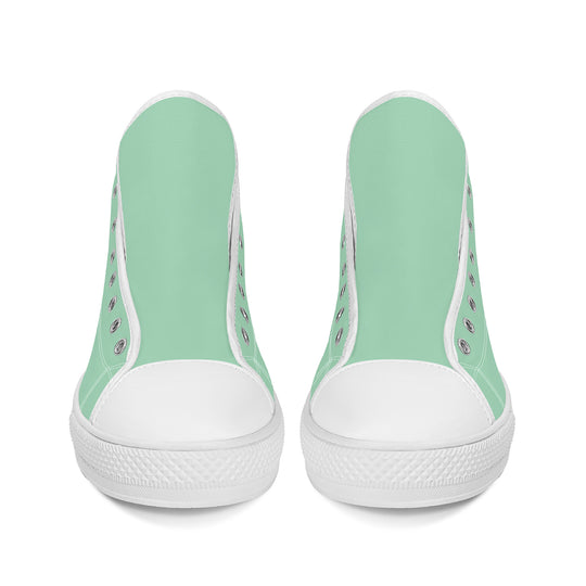 Ti Amo I love you - Exclusive Brand - Green Spring Rain - High-Top Canvas Shoes - White Soles