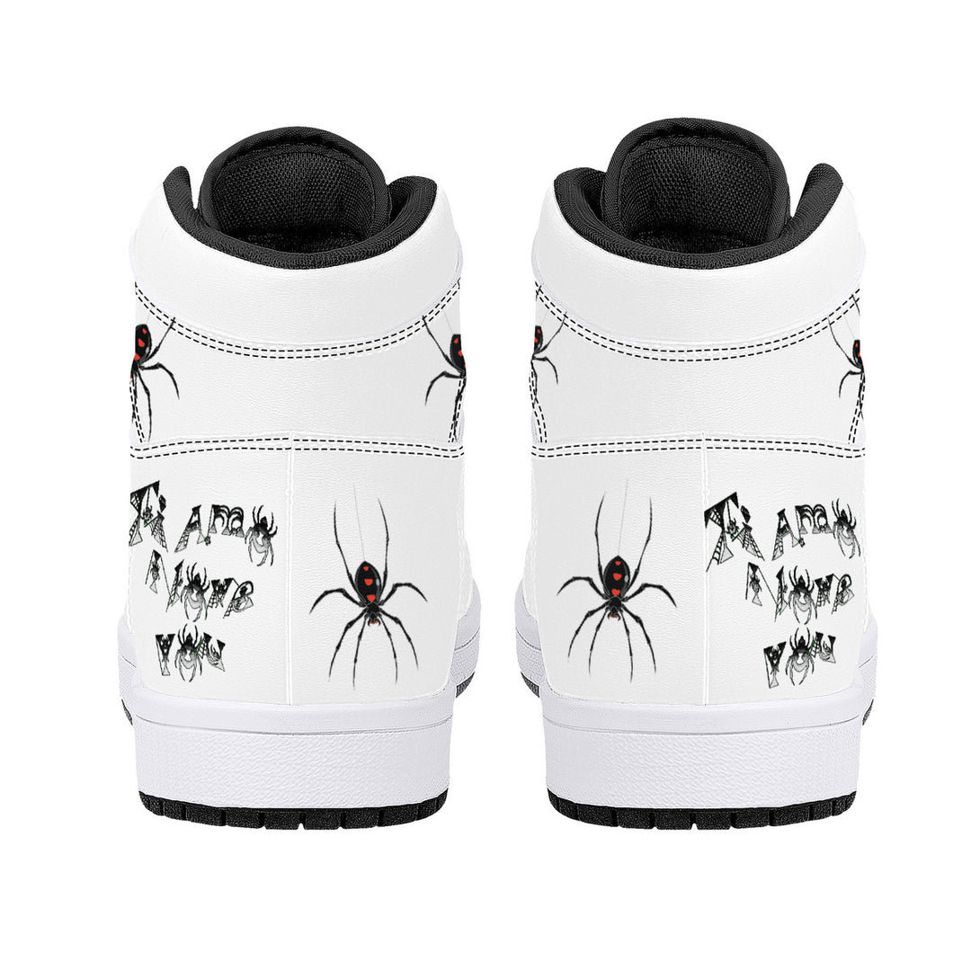 Ti Amo I love you - Exclusive Brand  - White - Lots of Spiders - Mens / Womens - High-Top Synthetic Leather Sneakers - Black Soles