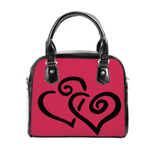 Load image into Gallery viewer, Ti Amo I love you - Exclusive Brand - Viva Magenta 3 - Double Black Heart -  Shoulder Handbag
