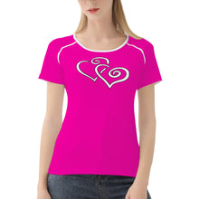 Load image into Gallery viewer, TI Amo I love you - Exclusive Brand - Hollywood Cerise  - Double White Heart - Women&#39;s T shirt
