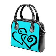 Load image into Gallery viewer, Ti Amo I love you - Exclusive Brand - Loeen Blue - Double Black Heart -  Shoulder Handbag
