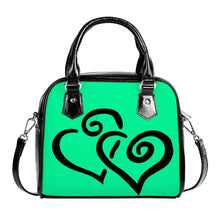 Load image into Gallery viewer, Ti Amo I love you - Exclusive Brand - Medium Spring Green - Double Black Heart -  Shoulder Handbag
