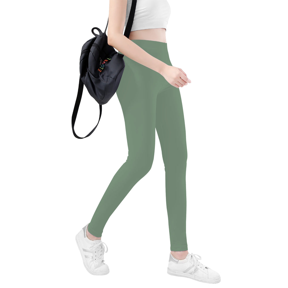 Ti Amo I love you - Exclusive Brand   - Spanish Green - White Daisy -  Yoga Leggings