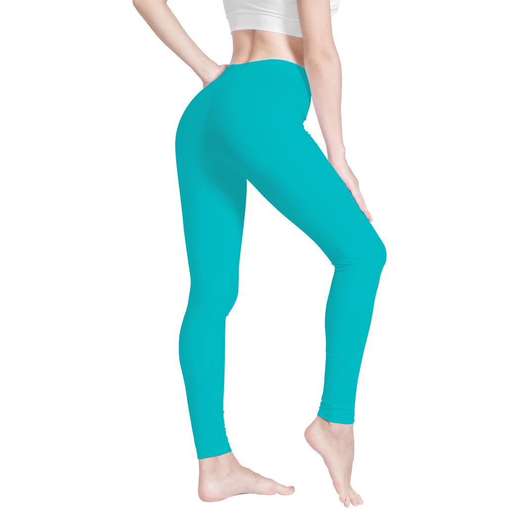 Ti Amo I love you - Exclusive Brand  - Vivid Cyan ( Robin's Egg Blue) - Angry Fish - Womens  / Teen Girls  / Womens Plus Size  - Yoga Legging - Sizes XS-3XLs