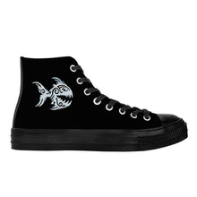 Load image into Gallery viewer, Ti Amo I love you - Exclusive Brand - Black - Angry Fish - High Top Canvas Shoes - Black  Soles
