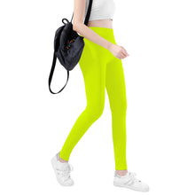 Load image into Gallery viewer, Ti Amo I love you - Exclusive Brand  - Chartreuse 2 -  White Daisy -  Yoga Leggings
