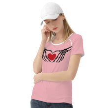 Load image into Gallery viewer, Ti Amo I love you - Exclusive Brand  - Mandys Pink - Skeleton Hands with Heart  -Women&#39;s T shirt - Sizes XS-2XL - Ti Amo I love you
