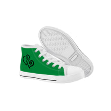 Load image into Gallery viewer, Ti Amo I love you - Exclusive Brand - Fun Green - Double Black Heart - Kids High Top Canvas Shoes
