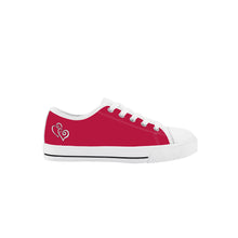 Load image into Gallery viewer, Ti Amo I love you - Exclusive Brand  - Cardinal - Double White Heart - Kids Low Top Canvas Shoes
