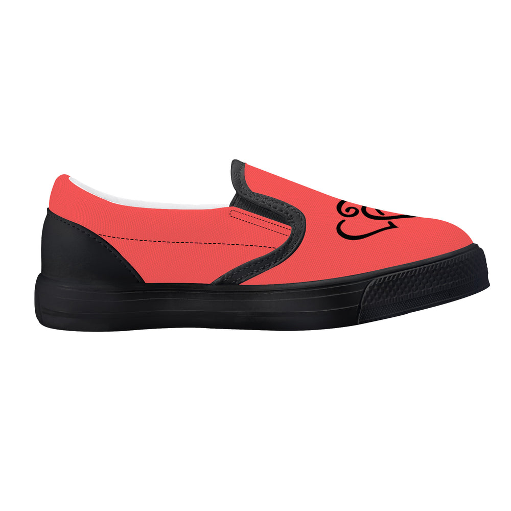 Ti Amo I love you - Exclusive Brand - Persimmon - Double Black Heart - Kids Slip-on shoes - Black Soles