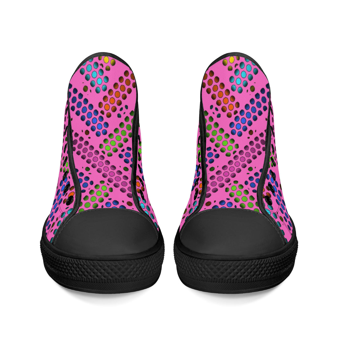 Ti Amo I love you - Exclusive Brand - Hot Pink - Deco Dots - High-Top Canvas Shoes - Black Soles