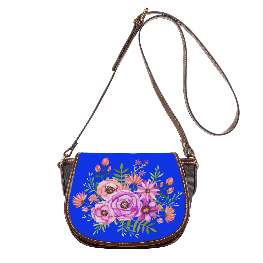 Ti Amo I love you - Exclusive Brand - Blue Blue Eyes - Floral Bouquet - Saddle Bag