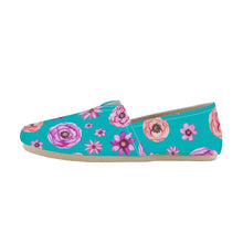 Load image into Gallery viewer, Ti Amo I love you  - Exclusive Brand  - Turquoise with Flowers - Casual Flat Driving Shoe
