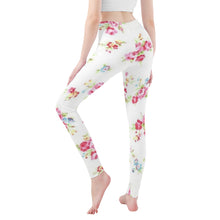 Load image into Gallery viewer, Ti Amo I love you - Exlusive Brand - White Floral - Womens / Teen Girls / Womens Plus Size - Yoga Leggings - Sizes XS-3XL
