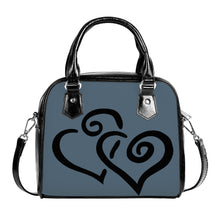 Load image into Gallery viewer, Ti Amo I love you - Exclusive Brand - Dark Electric Blue - Double Black Heart -  Shoulder Handbag
