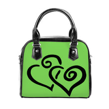 Load image into Gallery viewer, Ti Amo I love you - Exclusive Brand  -  Pastel Green - Double Black Heart -  Shoulder Handbag
